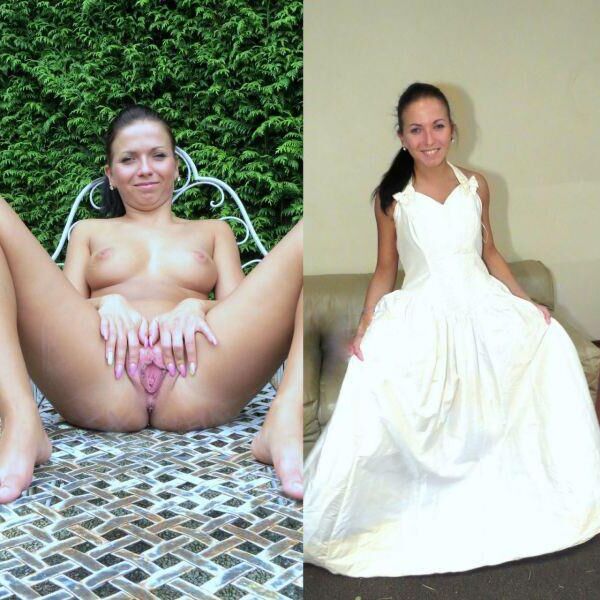 Brides dressed undressed pussy tits