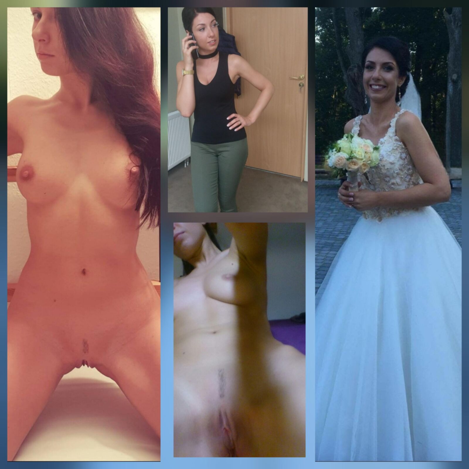 Brides dressed undressed pussy tits