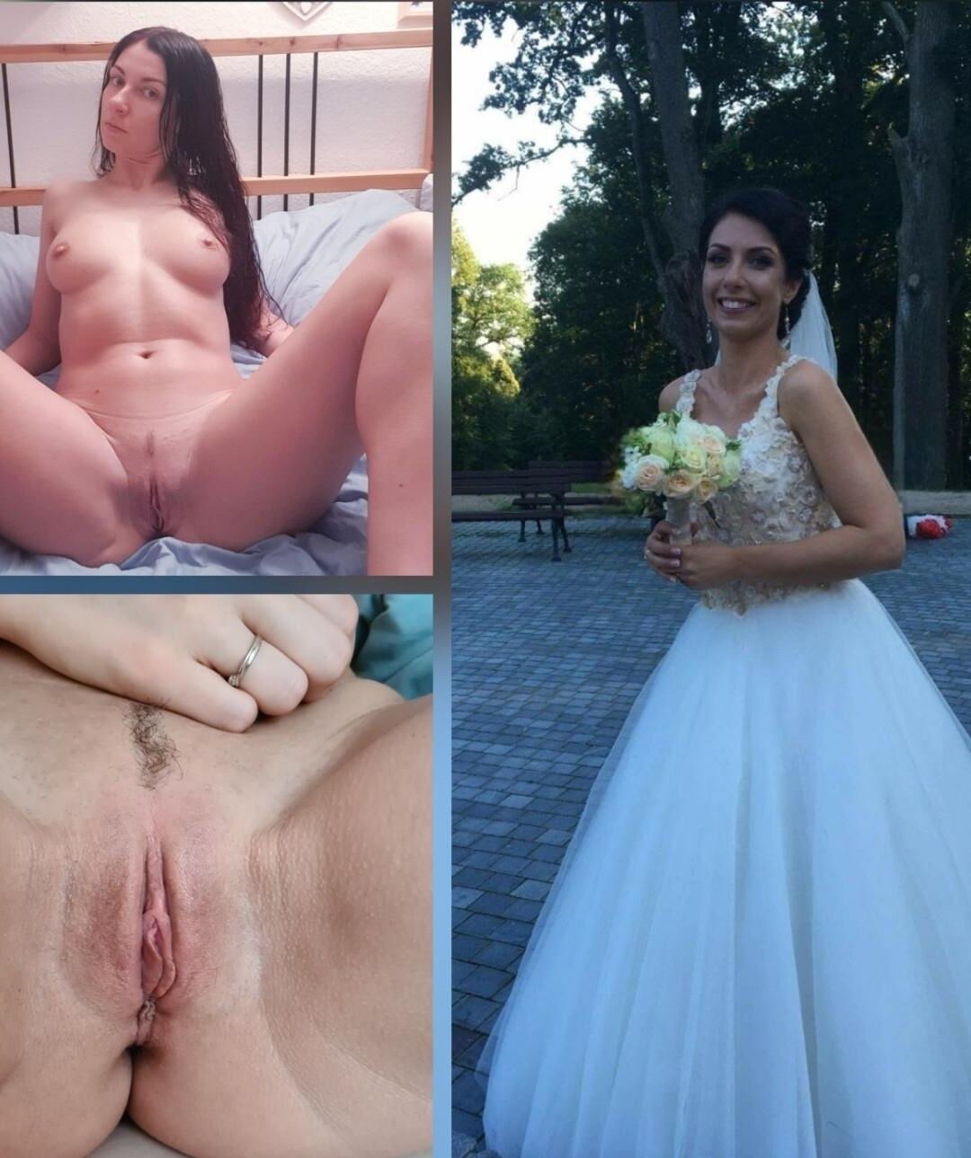 Brides dressed undressed pussy tits